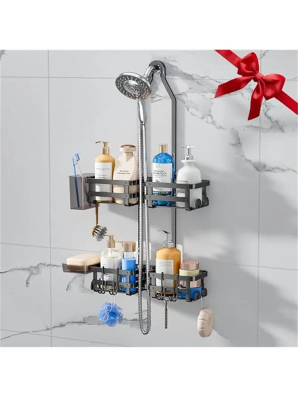 Shower Caddy Hanging Rack Aluminum Bathroom Shelf Adjustable Organizer